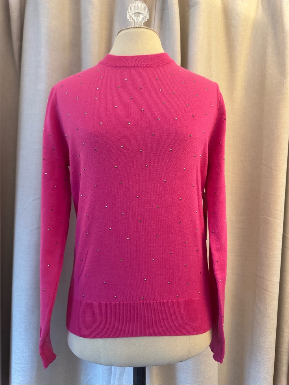 Nanette Lepore Pink Crewneck Sweater with Stud Accents